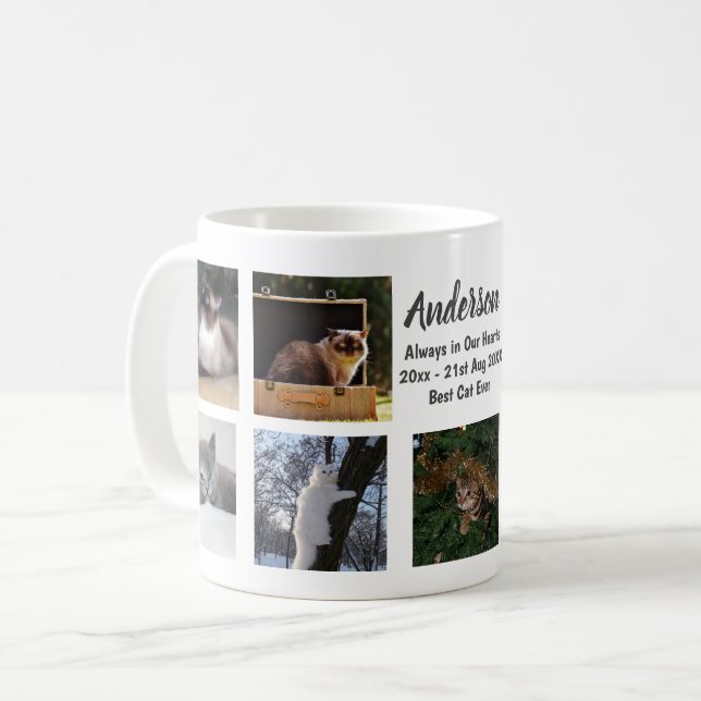 9 x Photo Collage Cat Lovers Custom Text Memorial Coffee Mug (Front Left)