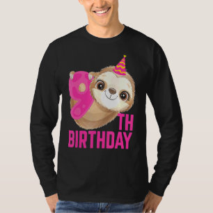 9 Year Old 9th Birthday Cute Sloth Animal Bday Pa T-Shirt