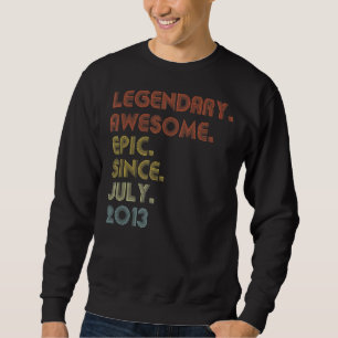 9 Year Old Awesome Since July 2013 9th Birthday Sweatshirt