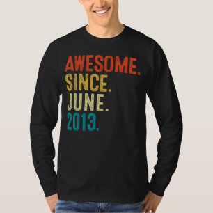 9 Year Old Awesome Since June 2013 9th Birthday Bo T-Shirt