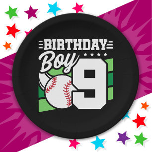 9 Year Old Baseball Party Theme 9th Birthday Boy Paper Plate