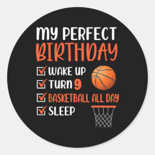 9 Year Old Basketball Birthday Party 9th Boy Bday Classic Round Sticker