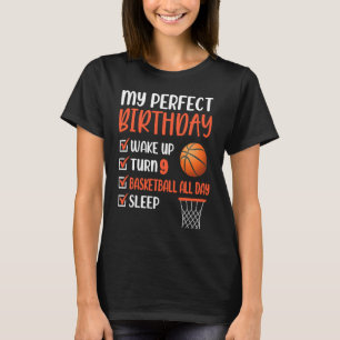 9 Year Old Basketball Birthday Party 9th Boy Bday  T-Shirt