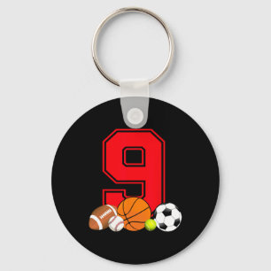 9 Year Old Basketball Football Baseball Soccer Bir Key Ring