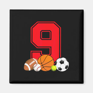 9 Year Old Basketball Football Baseball Soccer Bir Magnet