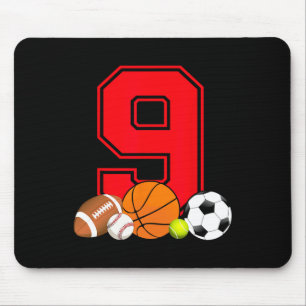 9 Year Old Basketball Football Baseball Soccer Bir Mouse Pad