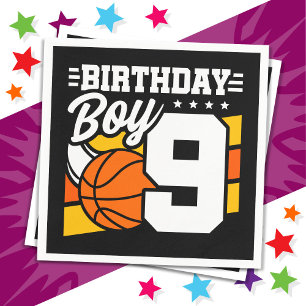 9 Year Old Basketball Party Theme 9th Birthday Boy Napkin