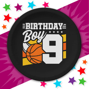 9 Year Old Basketball Party Theme 9th Birthday Boy Paper Plate