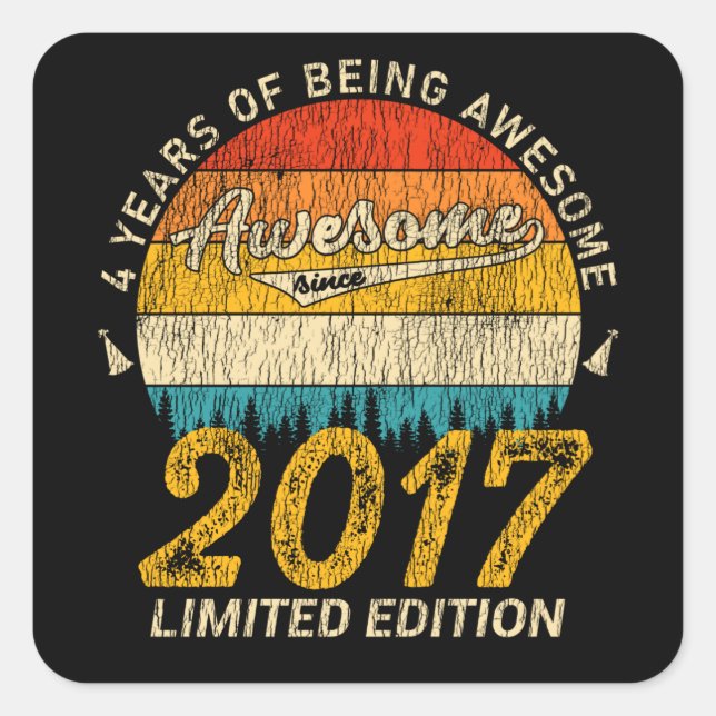 9 Year Old Bday Retro Awesome 9th Birthday Gift    Square Sticker (Front)