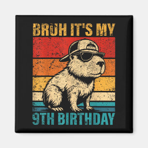9 Year Old Birthday Boy Capybara Bruh 9th Birthday Magnet