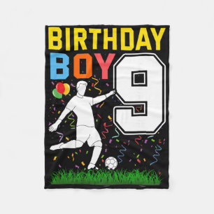 9 Year Old Birthday Boy Soccer 9th Birthday Boy Fleece Blanket