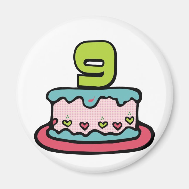 9 Year Old Birthday Cake Magnet (Front)