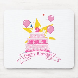 9 Year Old Birthday Cake Mouse Pad