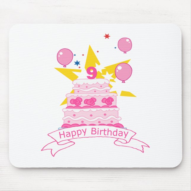9 Year Old Birthday Cake Mouse Pad (Front)