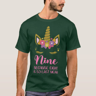 9 Year Old Birthday Girl Outfit Unicorn 9th Birthd T-Shirt