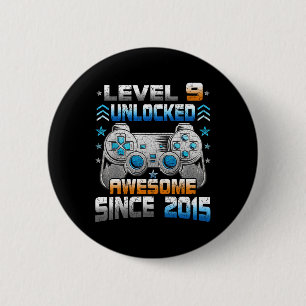 9 Year Old Birthday Kids Boy Gamer 9 Yr Level 9 Un 6 Cm Round Badge