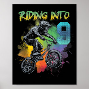 9 Year Old Bmx Birthday Boy Bicycle 9th Bmx Rider Poster
