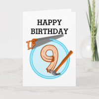 9 year old boy builder tools birthday design