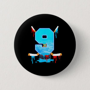 9 Year Old Boys 9th Birthday Ice Hockey Ice Cream  6 Cm Round Badge