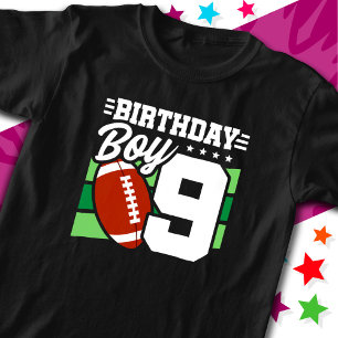 9 Year Old Football Party Theme 9th Birthday Boy T-Shirt