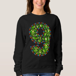 9 Year Old Frog 9th Birthday Party B Day Frog Kids Sweatshirt