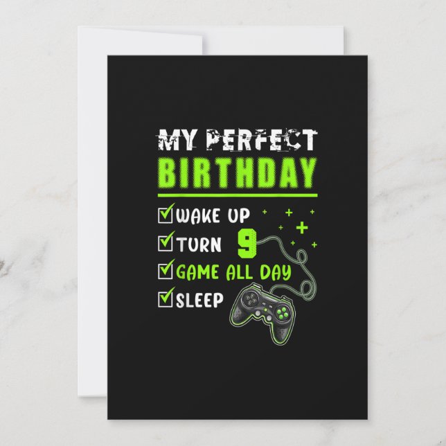 9 Year Old Gamer Video Games Gaming Gift 9th Birth Invitation (Front)