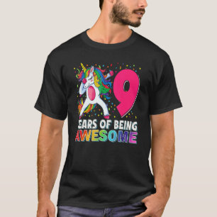 9 Year Old Gifts Dabbing Unicorn Rainbow 9th Birth T-Shirt