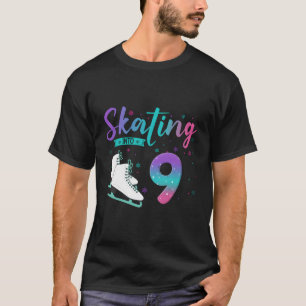 9 Year Old Girl Ice Skating Into 9Th Birthday Kids T-Shirt
