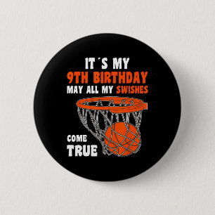 9 Year Old Happy 9th Birthday Basketball 9th Birth 6 Cm Round Badge