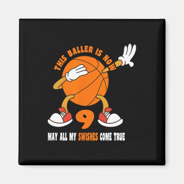 9 Year Old Happy 9th Birthday Bysketbyll 9th Birth Magnet (Front)