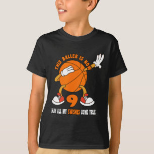 9 Year Old Happy 9th Birthday Bysketbyll 9th Birth T-Shirt