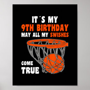 9 Year Old Happy 9th Birthday Sketll 9th Birthday Poster