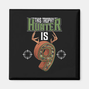 9 Year Old Hunting 9th Birthday Party Deer Hunter Magnet