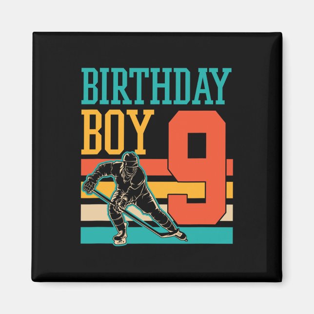 9 Year Old Ice Hockey Themed 9th Birthday Party Su Magnet (Front)