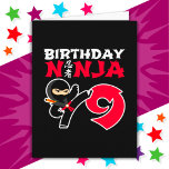 9 Year Old Karate Ninja Party Kids 9th Birthday Card<br><div class="desc">This Birthday Ninja 9 design makes a perfect gift for a 9 year old ninja birthday party gift. Features Japanese symbol for Ninjutsu with cartoon ninja karate kick the birthday boy or girl will LOVE! This ninja birthday design for boys and girls is a perfect fit for a 9 year...</div>
