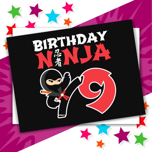 9 Year Old Karate Ninja Party Kids 9th Birthday Postcard (Creator Uploaded)