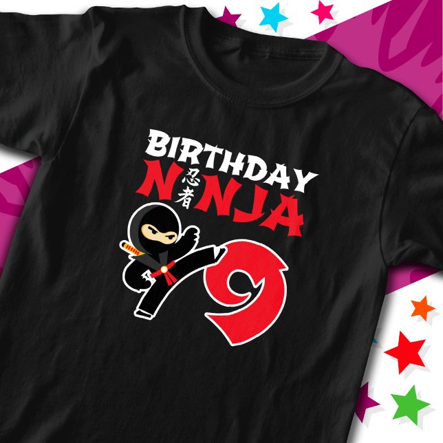 9 Year Old Karate Ninja Party Kids 9th Birthday T-Shirt (Creator Uploaded)