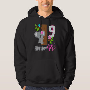 9 Year Old Koala Birthday Koalafied Girl 9th Birth Hoodie