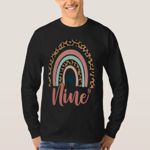 9 Year Old Leopard Rainbow 9th Birthday For Girls T-Shirt