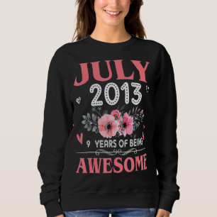 9 Year Old Made In July 2013 9th Birthday Women Sweatshirt
