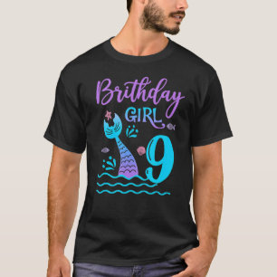9 Year Old Mermaid Tail 9th Birthday Girl Daughter T-Shirt