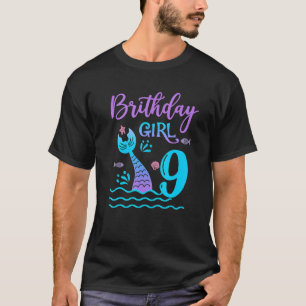 9 Year Old Mermaid Tail 9th Birthday Girl Daughter T-Shirt