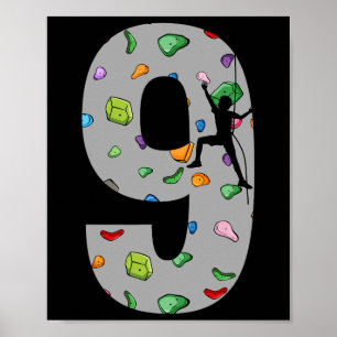 9 Year Old Rock Climbing 9th Birthday Adventure Cl Poster