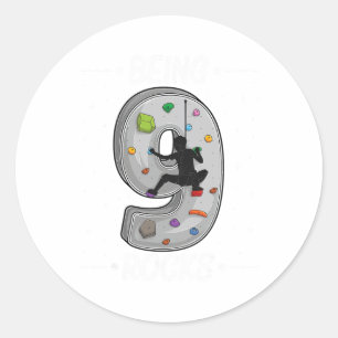 9 Year Old Rock Climbing 9th Birthday Adventures C Classic Round Sticker