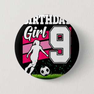 9 Year Old Soccer Birthday Party Theme 9th For Gir 6 Cm Round Badge