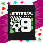 9 Year Old Soccer Football Party 9th Birthday Boy Card<br><div class="desc">This soccer birthday party design is perfect for a 9 year old boy's soccer theme birthday party to celebrate their 9th birthday! Great for kids that love to play soccer, watch soccer or future soccer star players! Features a soccer ball on a soccer field graphic w/ number 9 for a...</div>