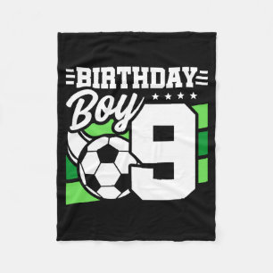 9 Year Old Soccer Football Party 9th Birthday Boy Fleece Blanket
