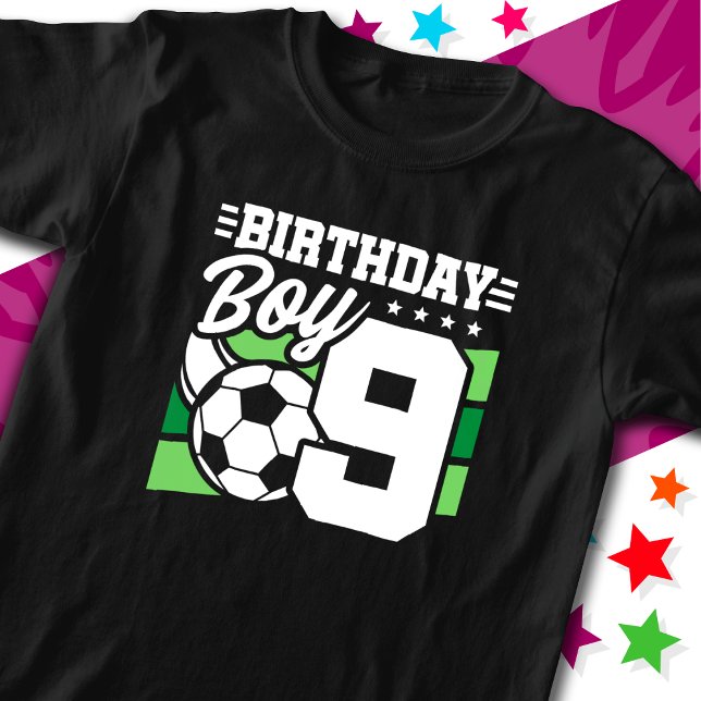 9 Year Old Soccer Football Party 9th Birthday Boy T-Shirt (Creator Uploaded)