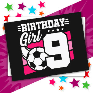 9 Year Old Soccer Football Party 9th Birthday Girl Postcard
