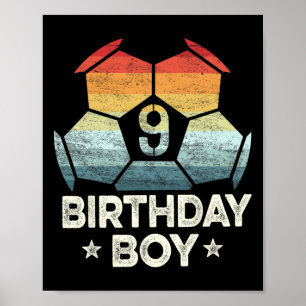 9 Year Old Soccer Player Gifts 9th Birthday Boy Ni Poster